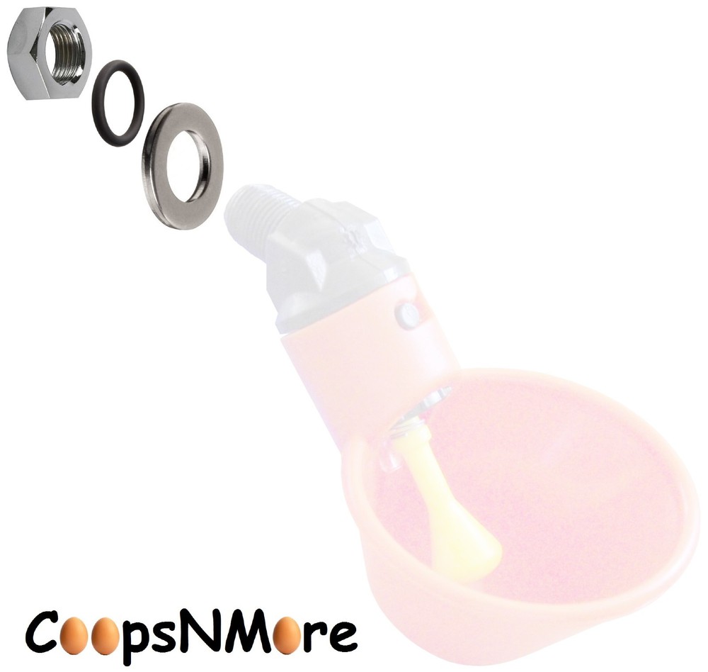 (10) AUTOMATIC WATERER DRINKER CUP NUT O-RING & WASHER KIT CHICKEN COOP POULTRY