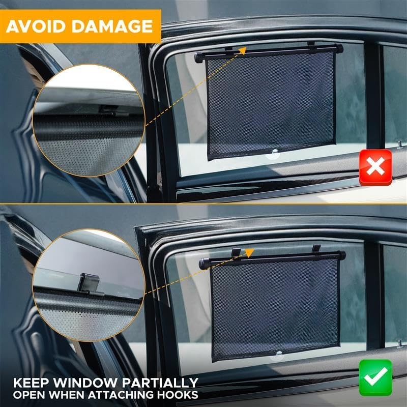 EcoNour Car Side Window Sun Shade (2 Pack) | Retractable Medium, 2 Pack