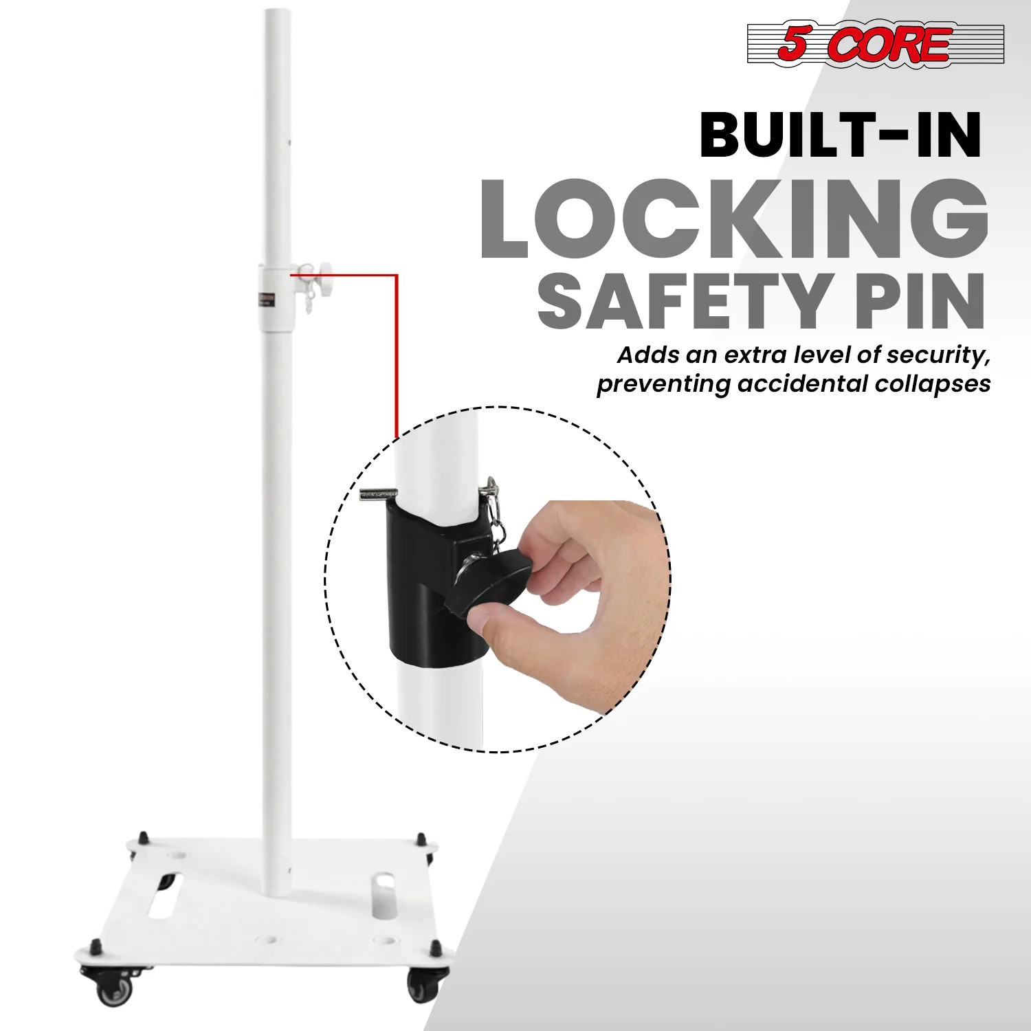 5Core Speaker Stand 2Pcs Heavy Duty Adjustable 61" DJ PA Stands 35mm w Wheels