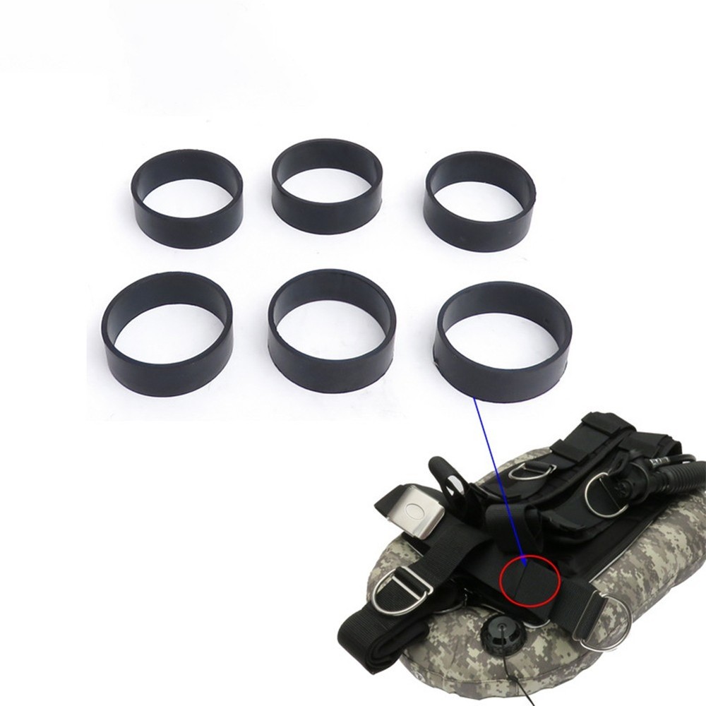 6pcs Scuba Dive Tech Diving Backplate Straps Harness Webbing Keeper Rubber Loops