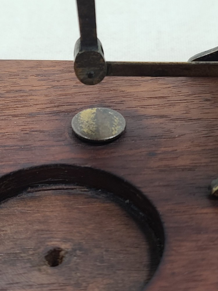 Antique Postal Scale Brass W/Walnut Base and Weights