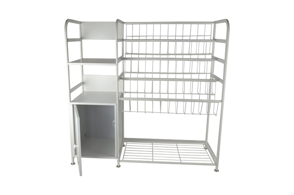 35" White Metal Bookshelf Storage Organizer