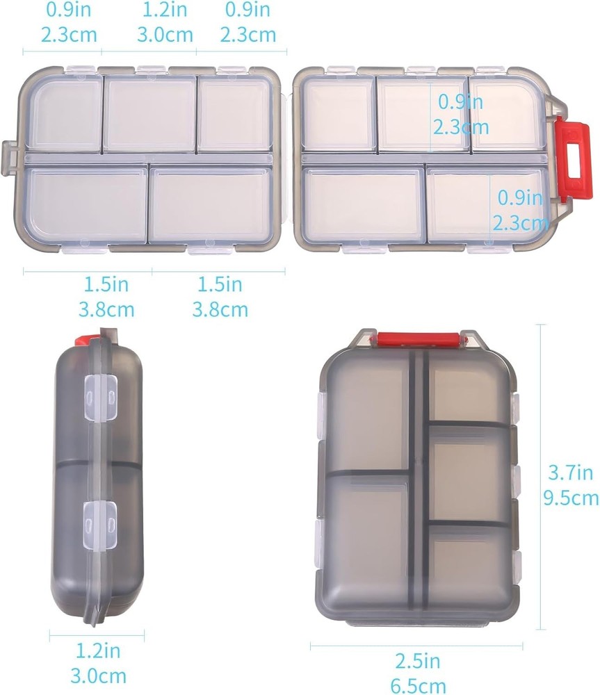 1Pack Travel Pill Organizer - 10 Compartments Pill Case
