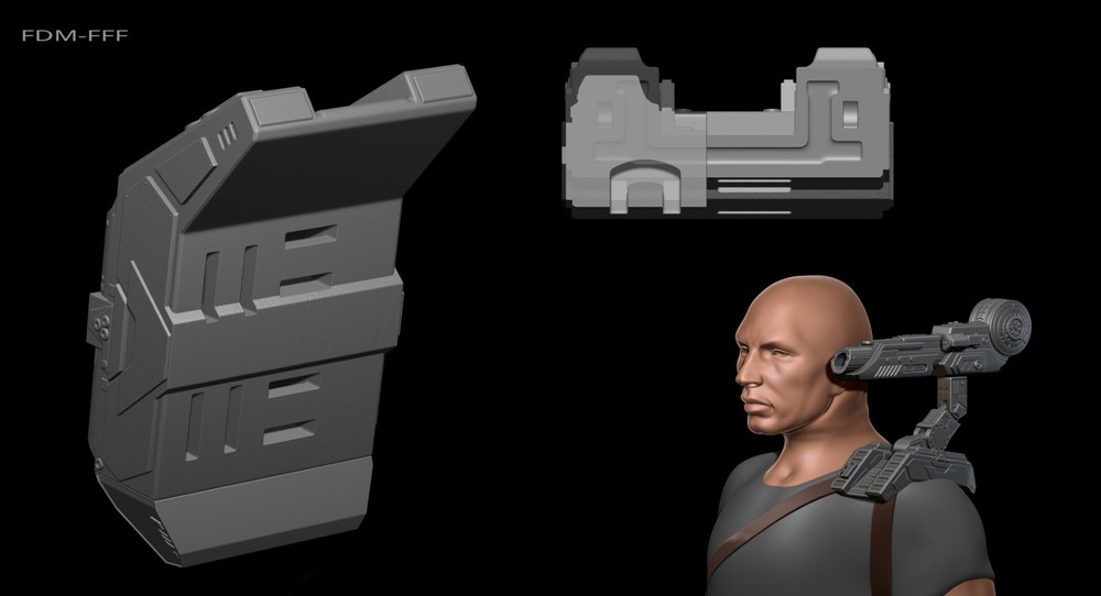 Predator Shoulder Cannon plasma Two Size - File STL – OBJ For 3D Printing -