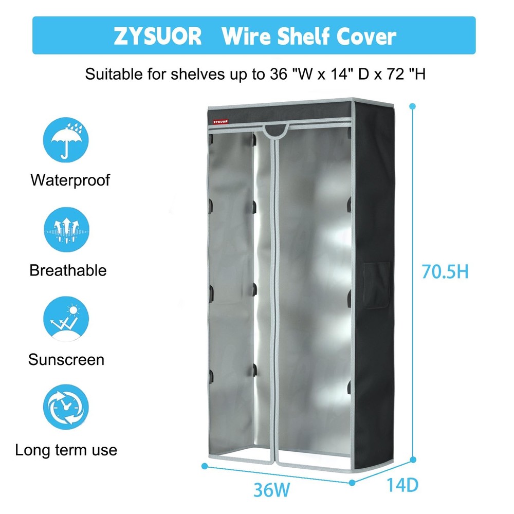 Rack & Shelf Cover for Storage Shelving, Waterproof & Dustproof Protector wit...