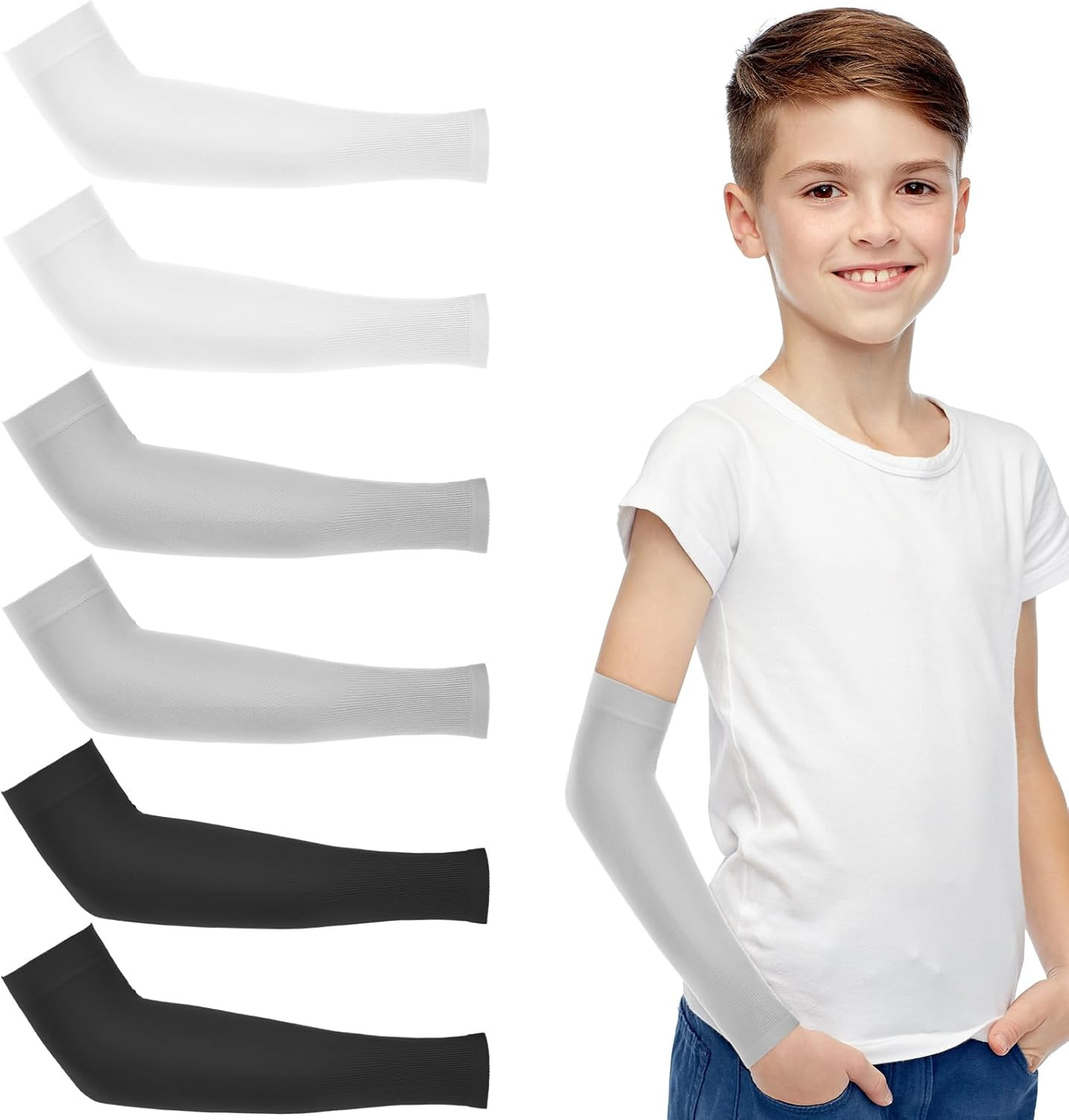 Basketball Arm Sleeve Youth 3 Pairs Youth Compression Sleeve Volleyball Baske...