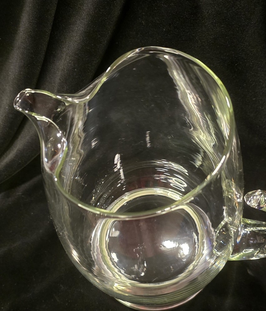 Large Glass Water Pitcher Silver Plate Base