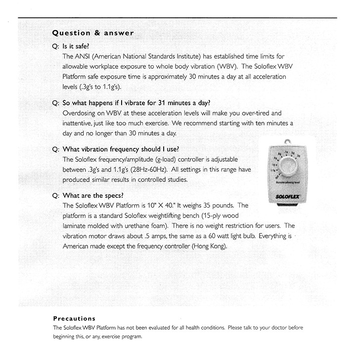 SOLOFLEX WBV Vibration Platform with Speed/Sensitivity Controller Tested Working