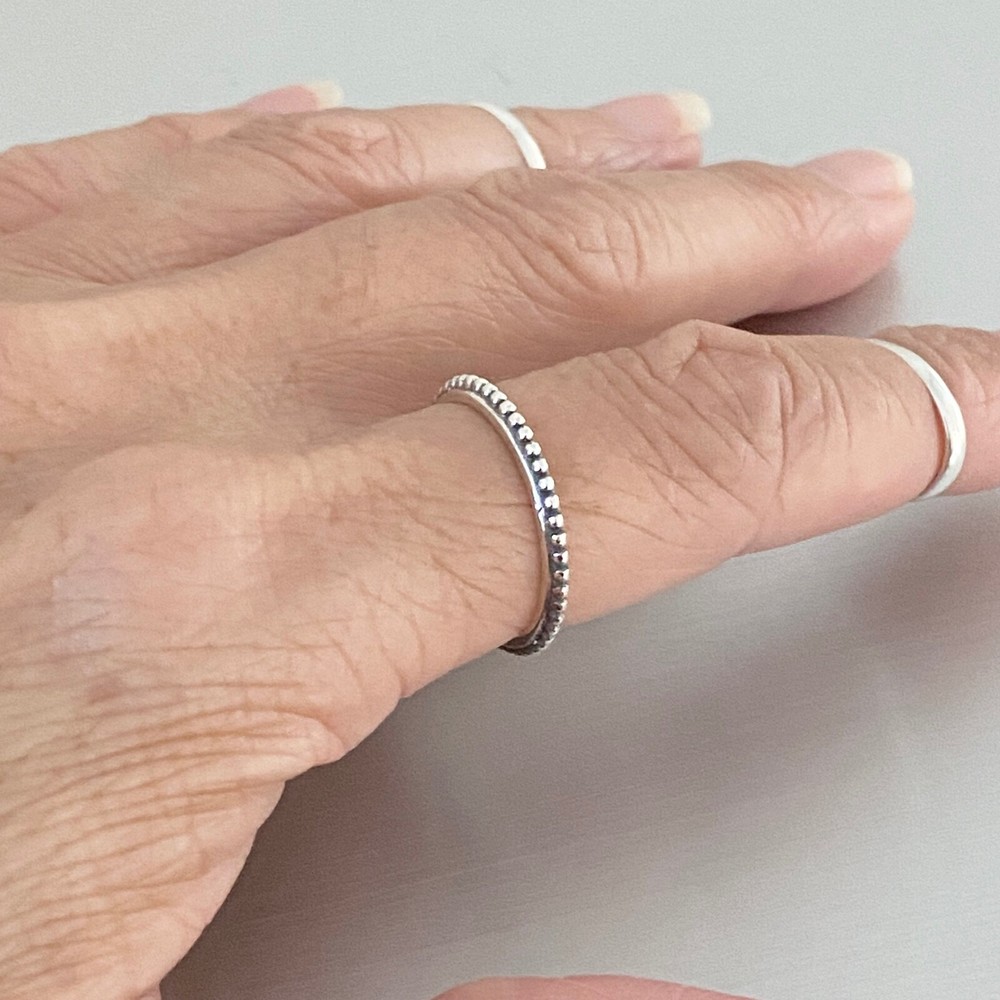 Sterling Silver Bali Design Ring, Stackable Ring, Beads Ring, Silver Ring, Dots