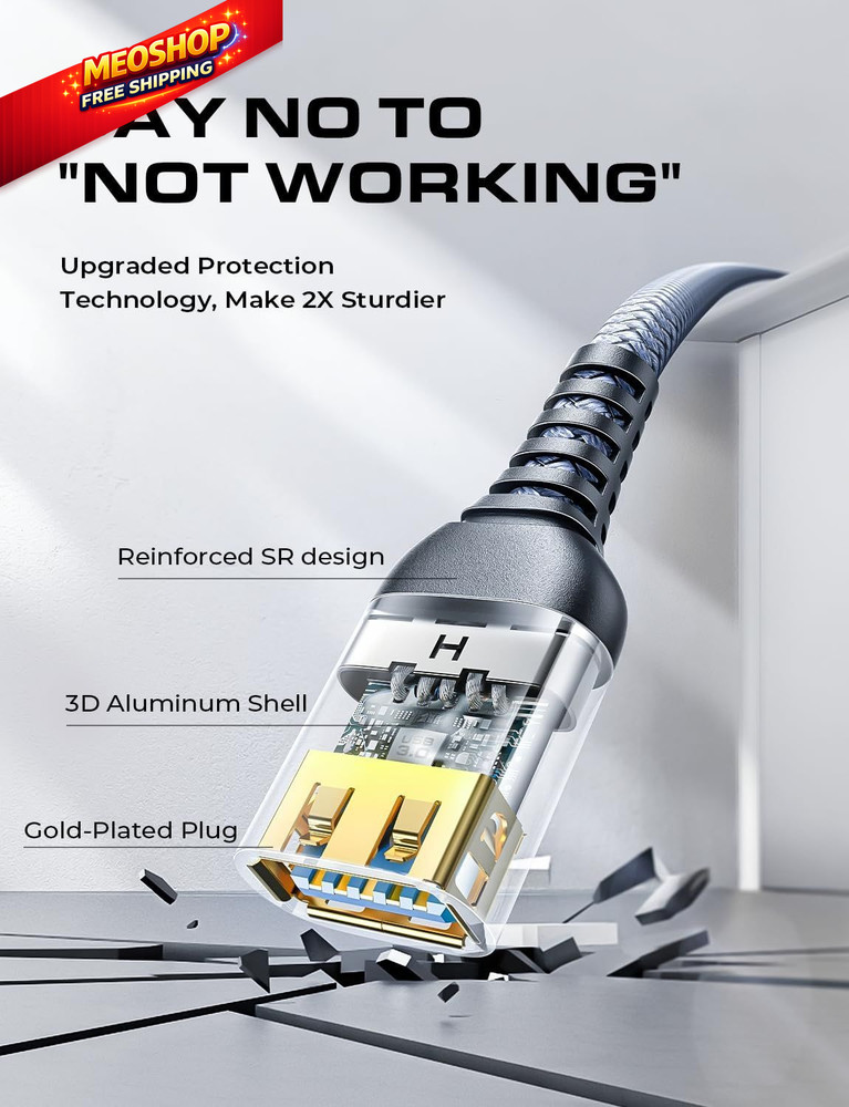 AINOPE 2 Pack USB Extensions Cable High Speed 3.0 6.6FT+6.6FT, Grey