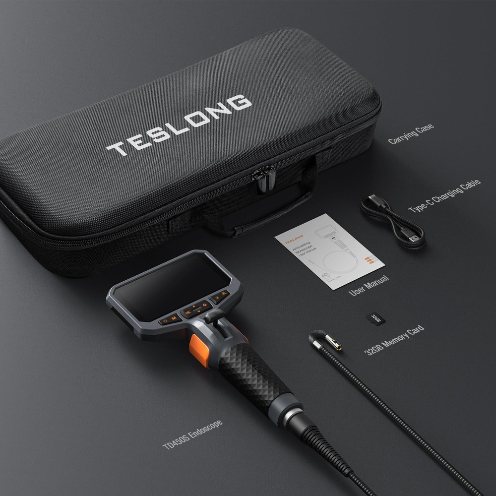 Articulating Borescope with Dual Lens Endoscope Camera Teslong Two Way