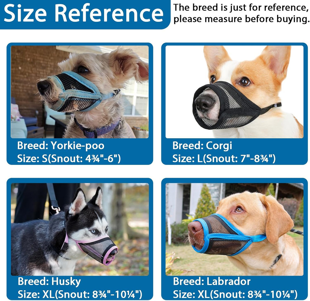 Mesh Dog Muzzle for Small Medium Large Dogs, Soft Dog Muzzle to Prevent Biting C