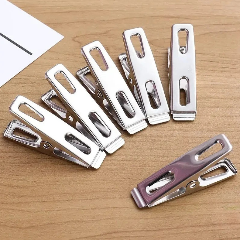 20pcs Stainless Steel Flat Mouth Clothespins & Multi-Purpose Metal Clips - NEW
