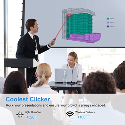 Wireless Presentation Clicker for PowerPoint Presentations, USB Dongle Battery