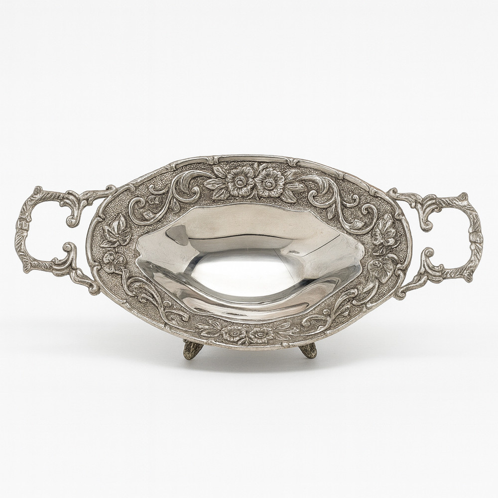 Studio Silversmiths Silverplated Floral Footed Oblong Dish