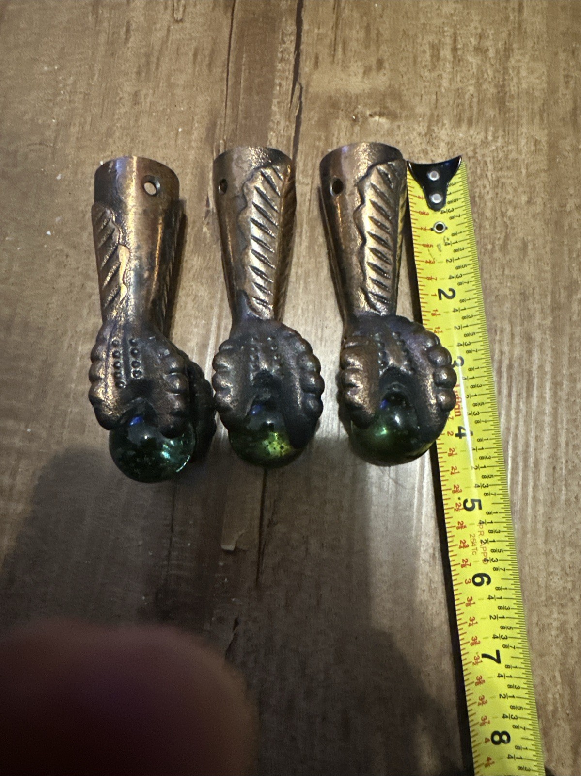 Lot Of 7 Antique Cast Iron Eagle Claw glass Ball Foot / Piano Stool Feet