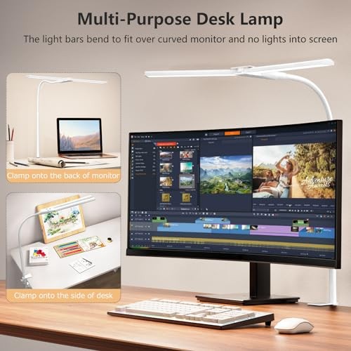 LED Double Head Architect Lamps, Extra Bright Workbench Office Lighting, White