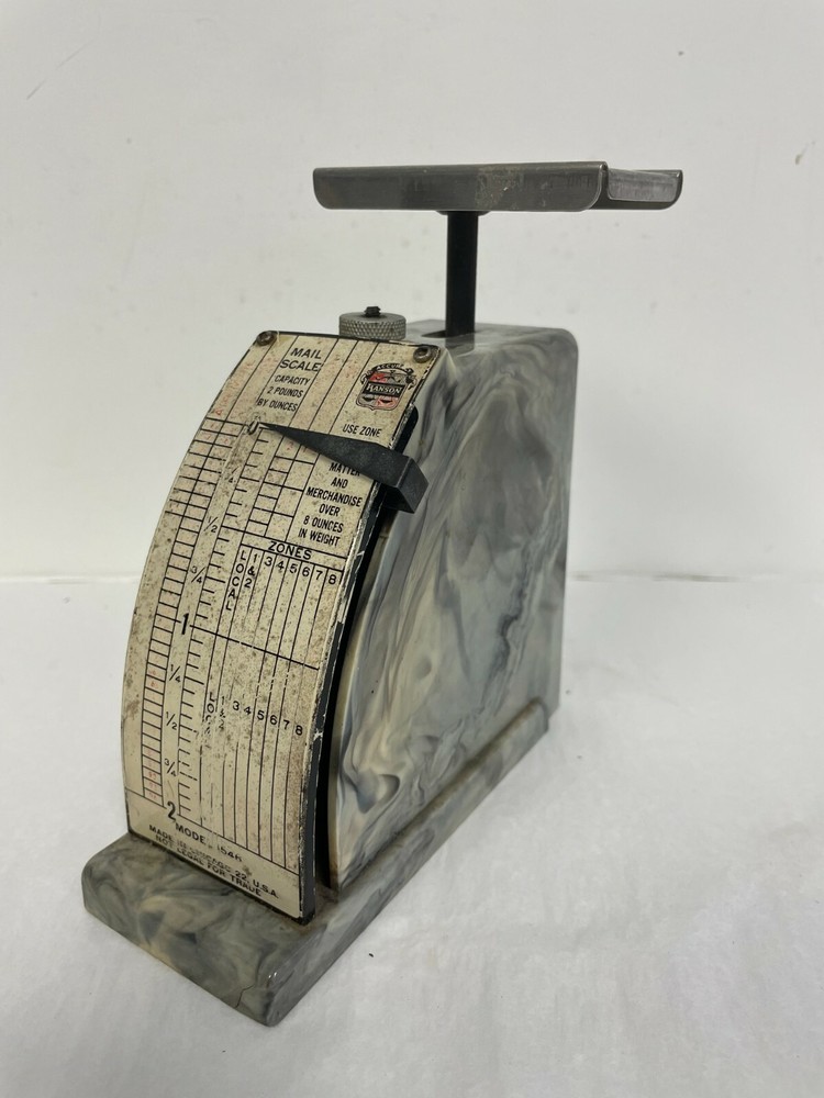 1952 Hanson Model 1546 2 Pound Marbleized Plastic Vintage Mail Scale