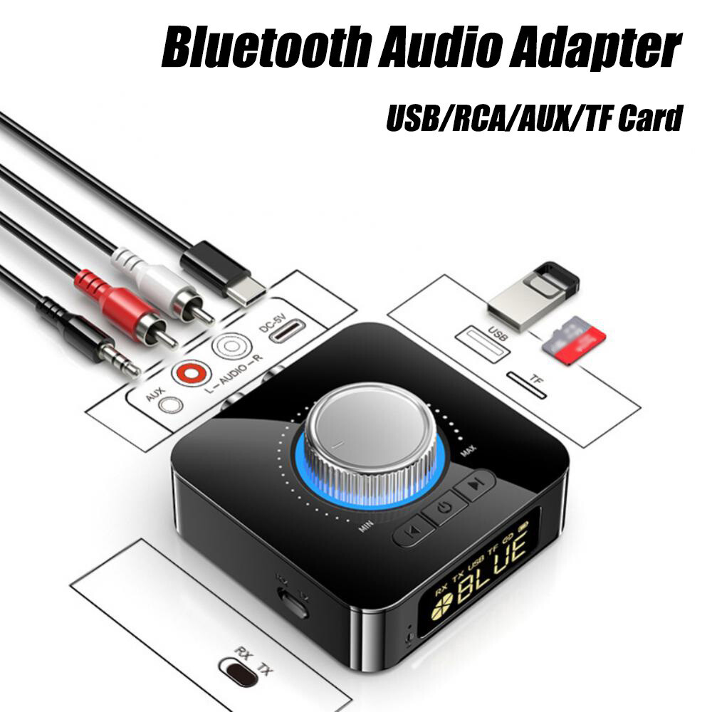 Bluetooth 5.0 Transmitter Receiver 2 IN 1 Wireless Audio 3.5mm Jack Aux Adapter