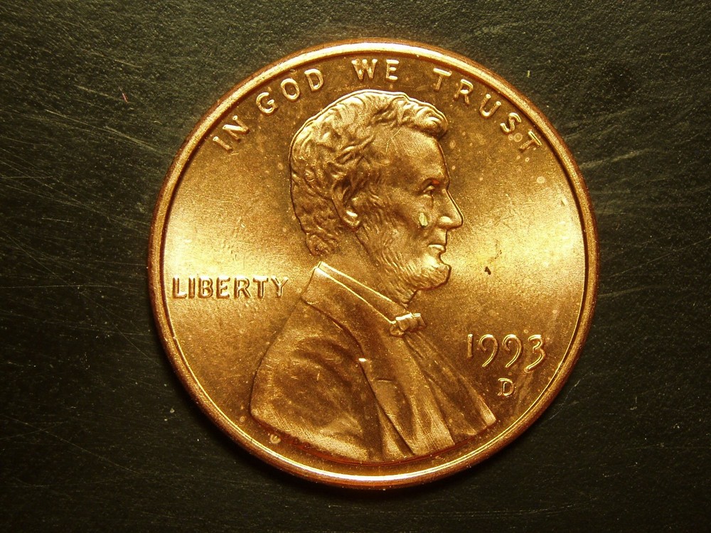 1993-D ONE UNC LINCOLN MEMORIAL CENT #10