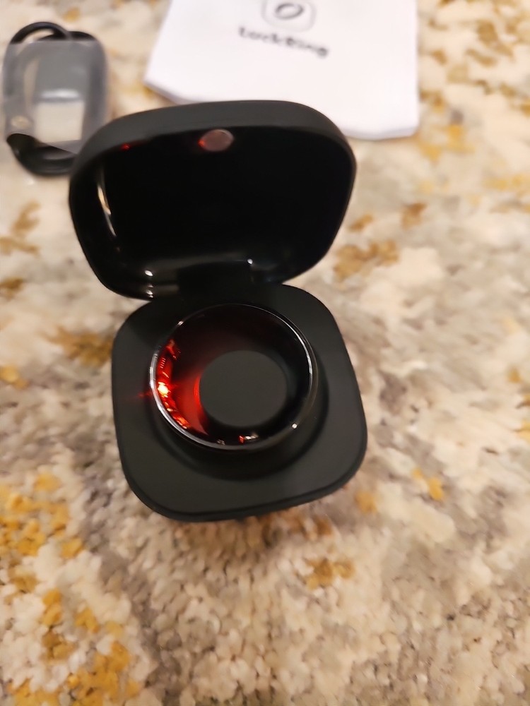 Smart Heart Ring Mobile App Compatible, Black, Size 13