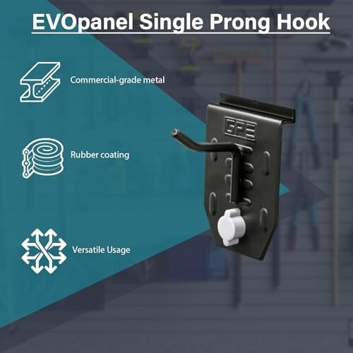 EVOpanel Single Prong Hook Black 50mm EPSH-50