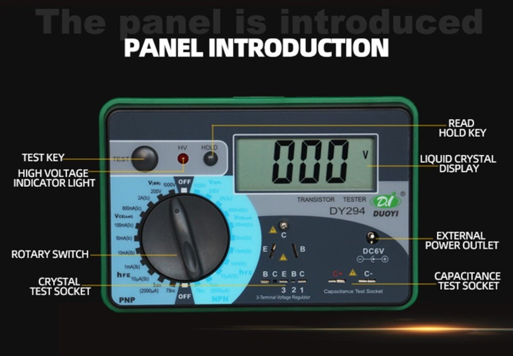 Multifunction Digital Transistor Analyzer Tester Semiconductor Diode Triod DY294