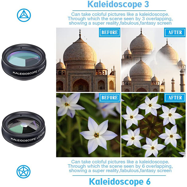 APEXEL 10in1 Phone Camera Lens Kit Fisheye WideAngle 2X Telescope Lens for Phone