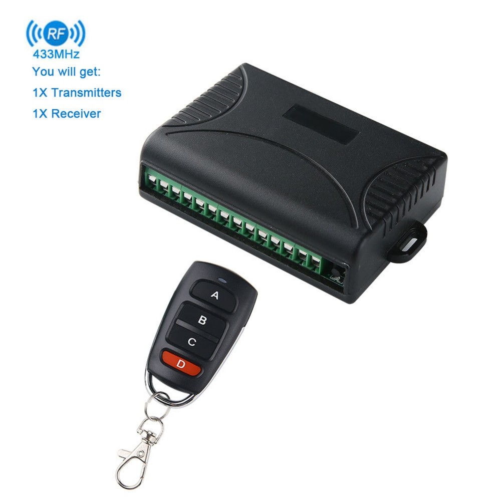 Receiver+Transmitter 4 Channel Remote Control Relay Switch Light Controller