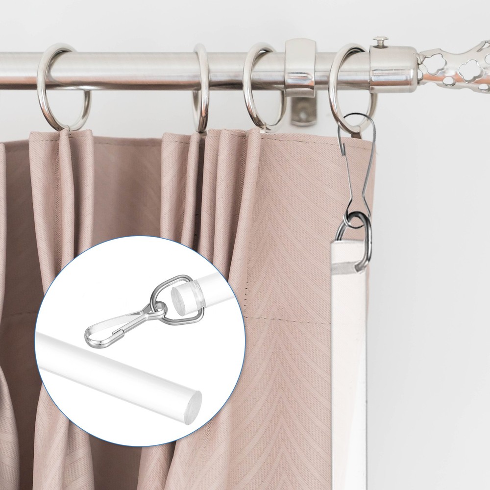 4Pcs 17" Acrylic Drapery Wand, Universal Curtain Pull Rod with Snap Hook, Clear