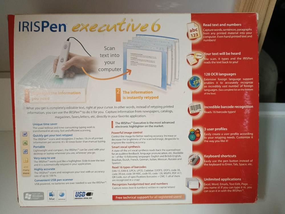 Iris Pen Executive 6 Handheld Text, Handwriting, Barcode Scanner Pen