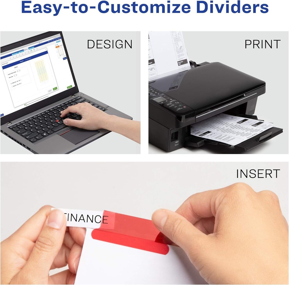 5-Tab Binder Dividers, Insertable Multicolor Big Tabs, 1 Set (11121)