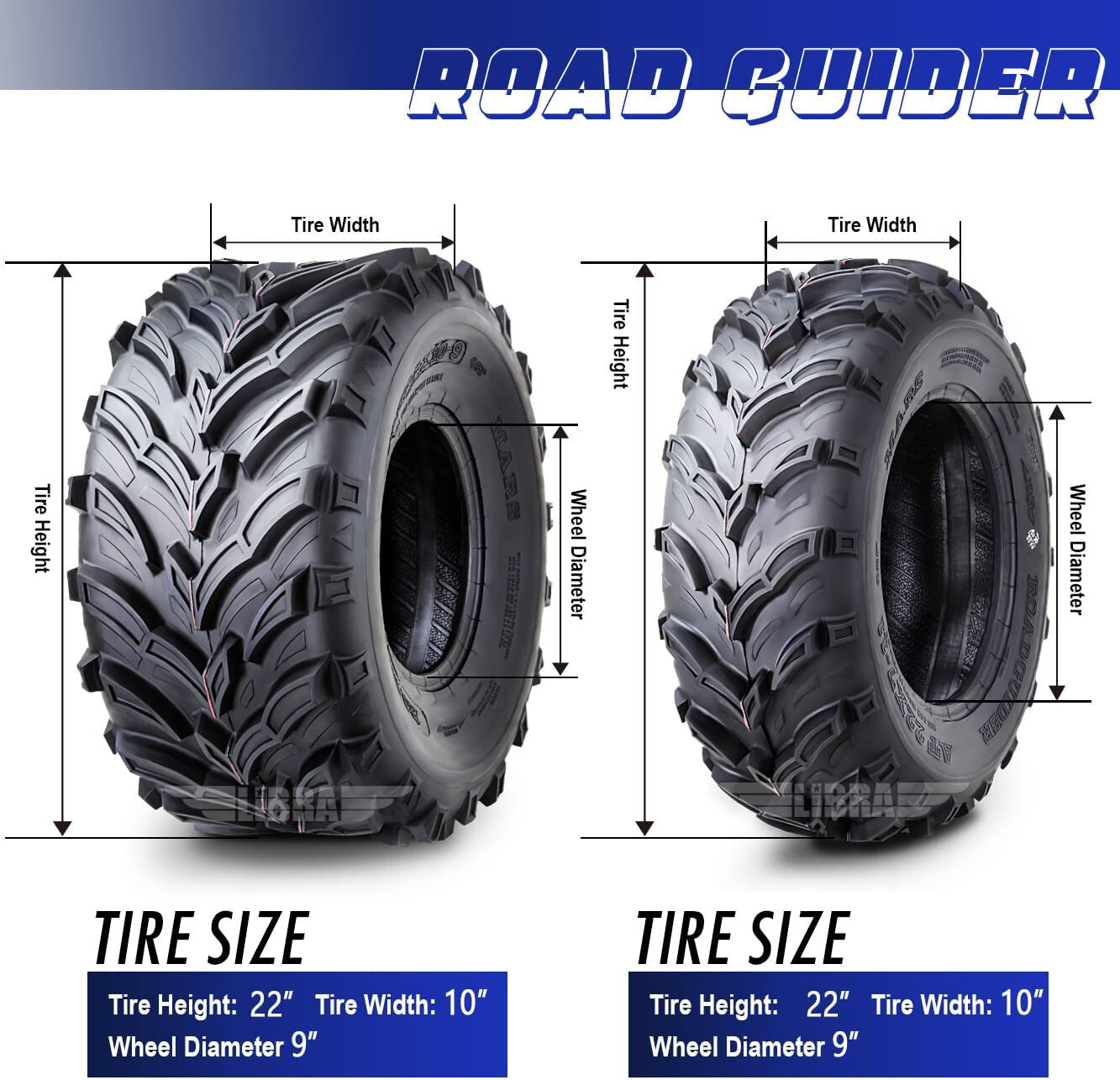 4PC ATV Tires 22x7-11 22x10-9 6PR For Honda Recon 250 Suzuki Ozark 10333/10334