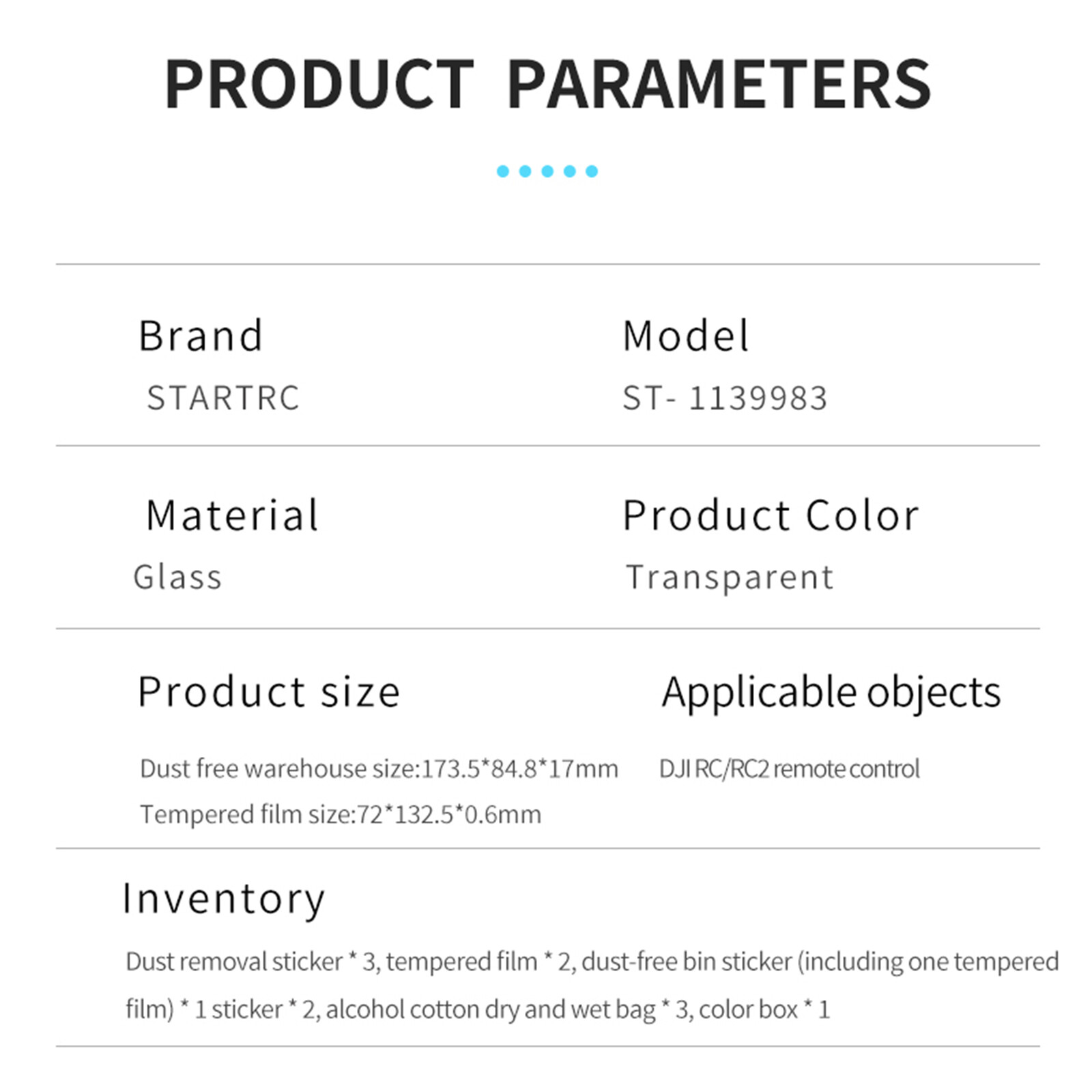 Screen Protector Film Dust-Free Tempered Glass for DJI RC RC2