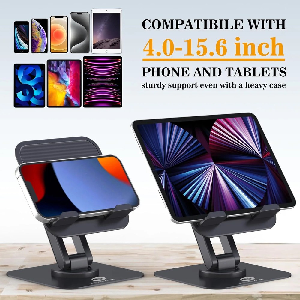 OCYCLONE iPad Stand, 360° Rotating Adjustable Foldable iPad Tablet Holder for De