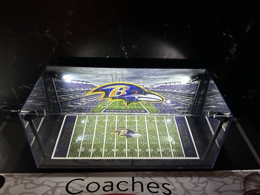 Baltimore Ravens Custom 2 Mini Helmet display case w/ LED lights -