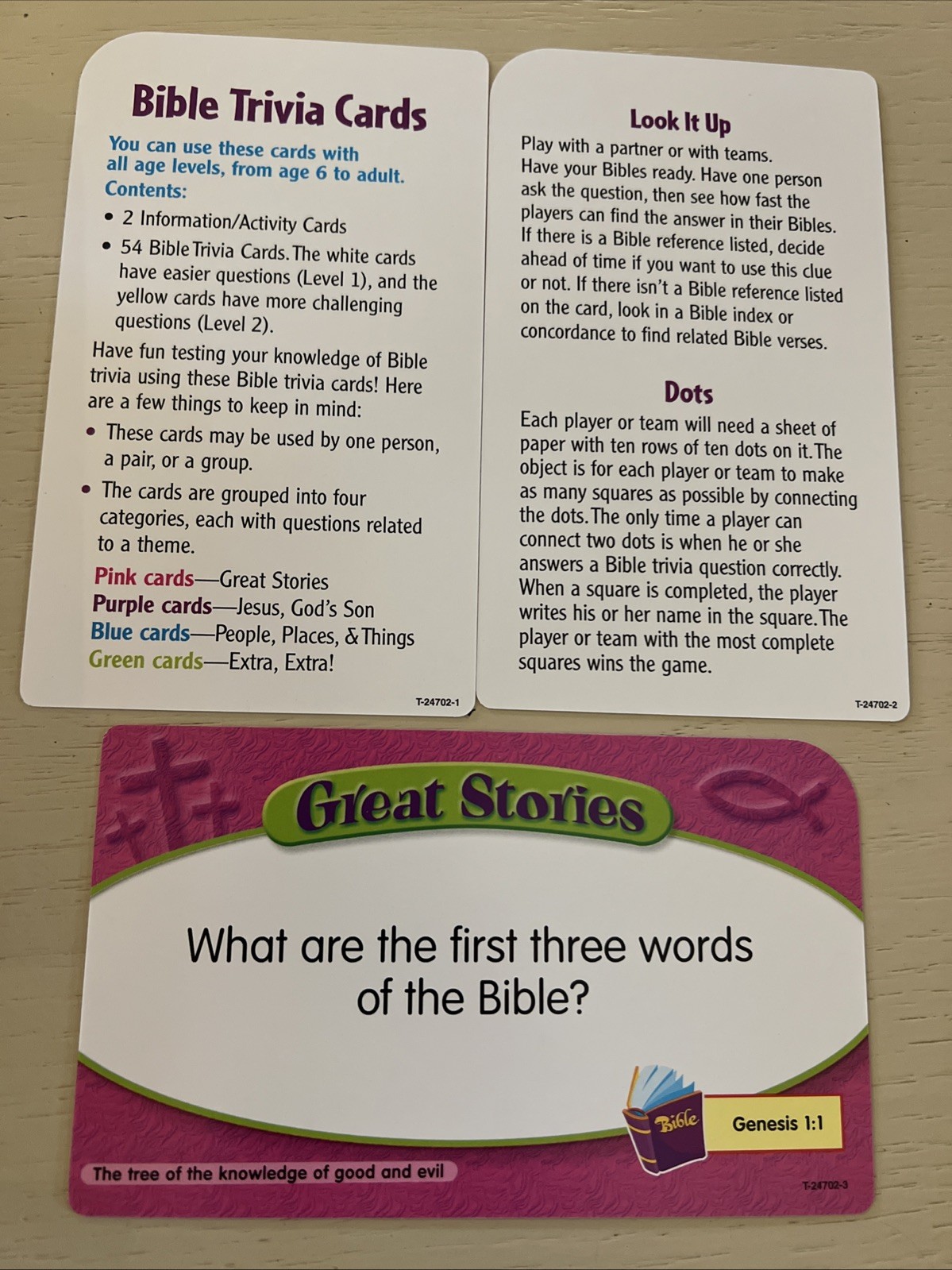 Bible Trivia Card Game Cards/Challenge Cards ~New