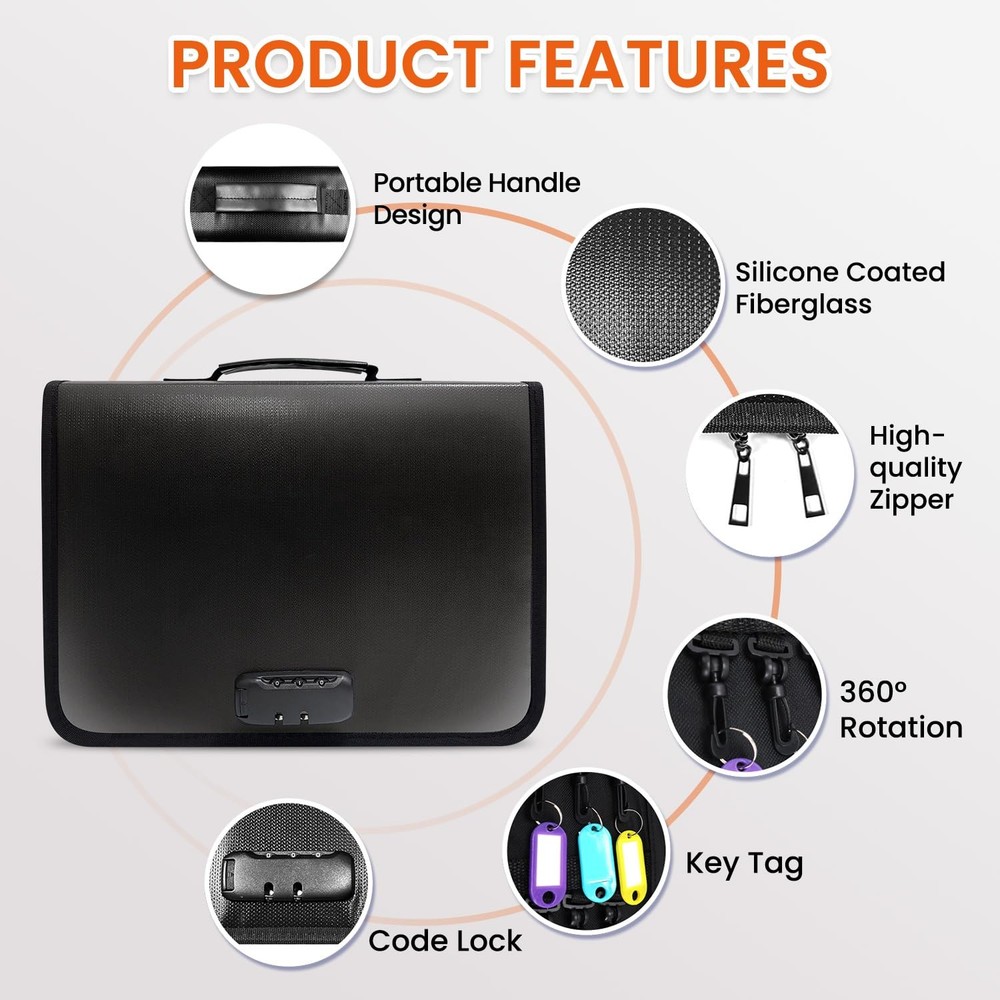 138 Position Key Organizer with Combination Lock, Waterproof Fireproof Zipper...
