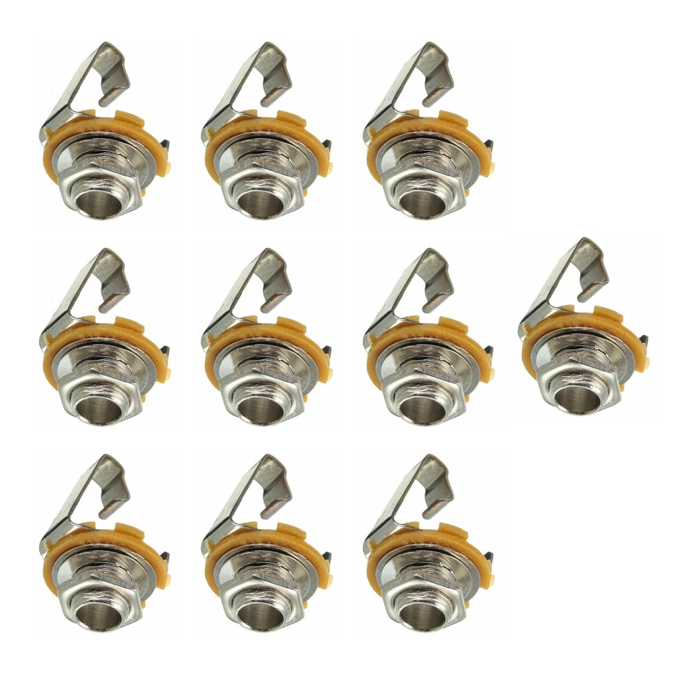 10 Pcs Mono 1/4" 6.35mm ID Jack Socket Connector Panel Mount Guitar Plate;