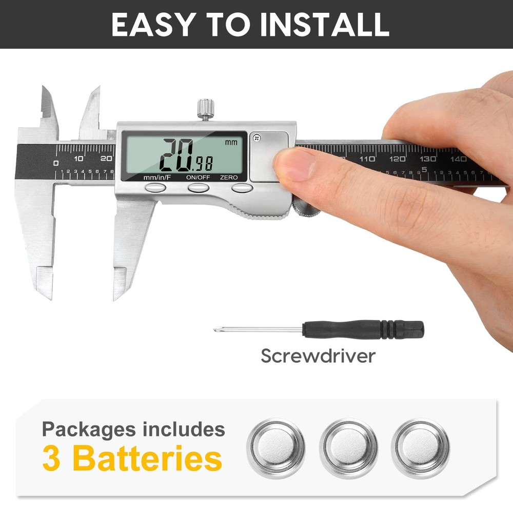 Digital Caliper Measuring Tool 6 Inch Caliper Tool with Large LCD Screen Easy...