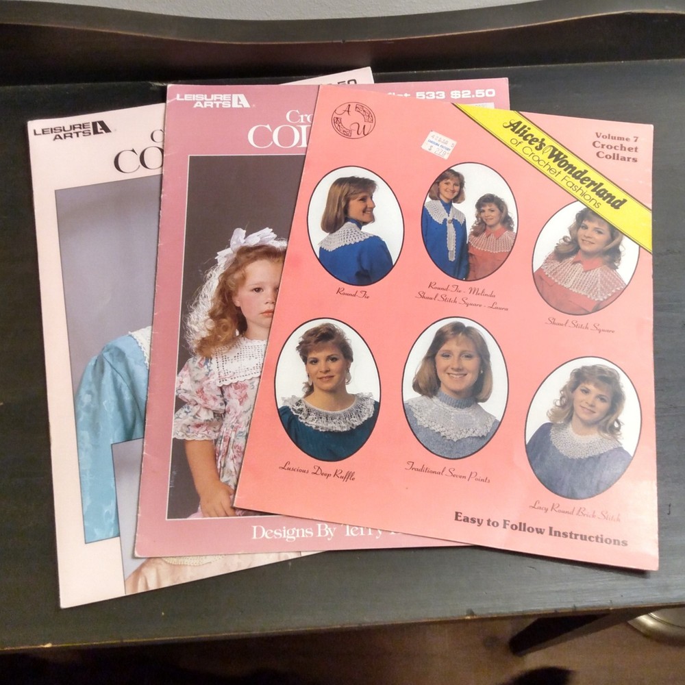 Three Crochet Leaflets/Booklets Of Thread Crochet Patterns For Collars