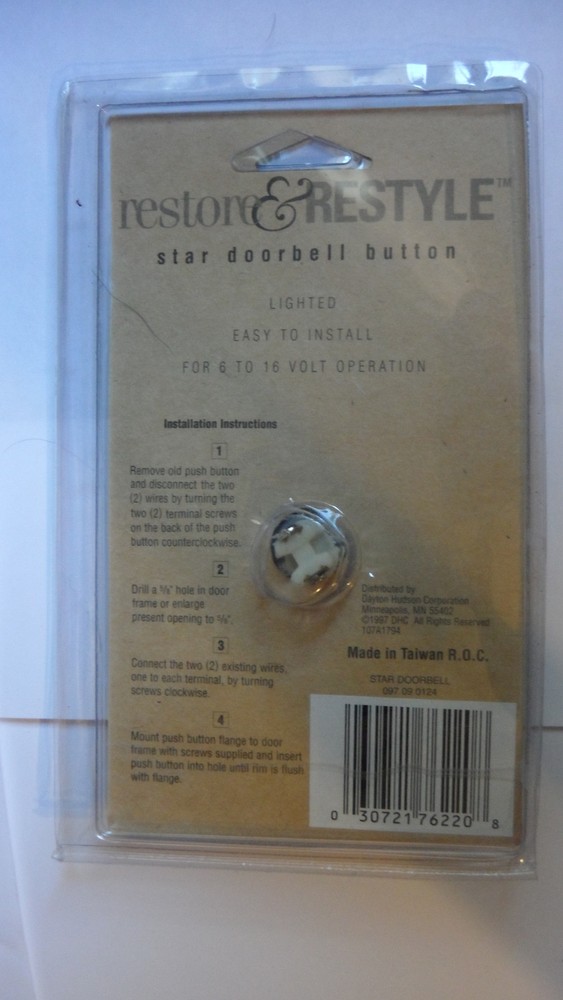 Restore & Restyle STAR Wired Doorbell Push Button SILVER