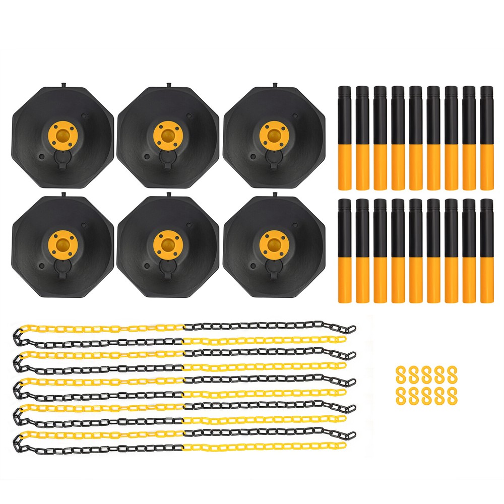 Traffic Cones Adjustable Delineator Post Portable Parking Pole W/ Chains 6 Pack