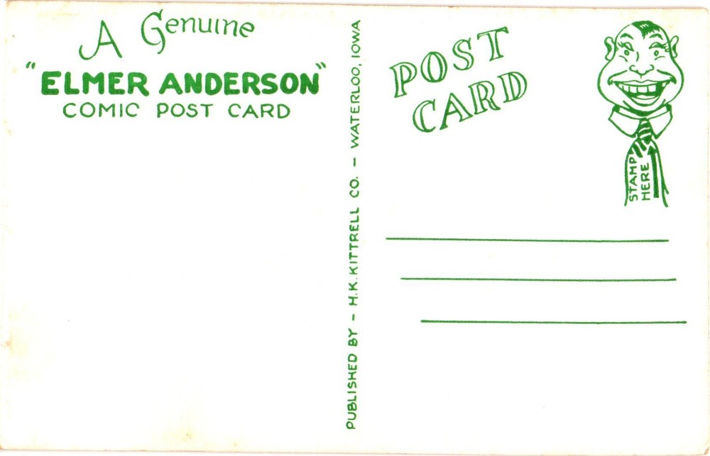 Rest Room Hell! Where's The Can! Elmer Anderson Comic Postcard