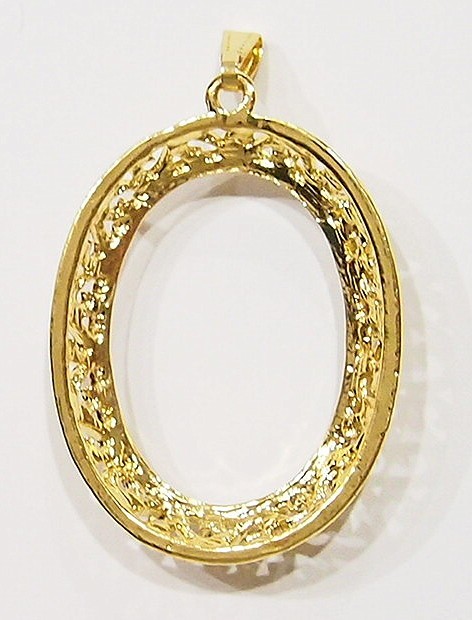 4 of 40x30mm Shiny Gold Victorian Deco Thick Scroll Gorgeous Pendant Setting