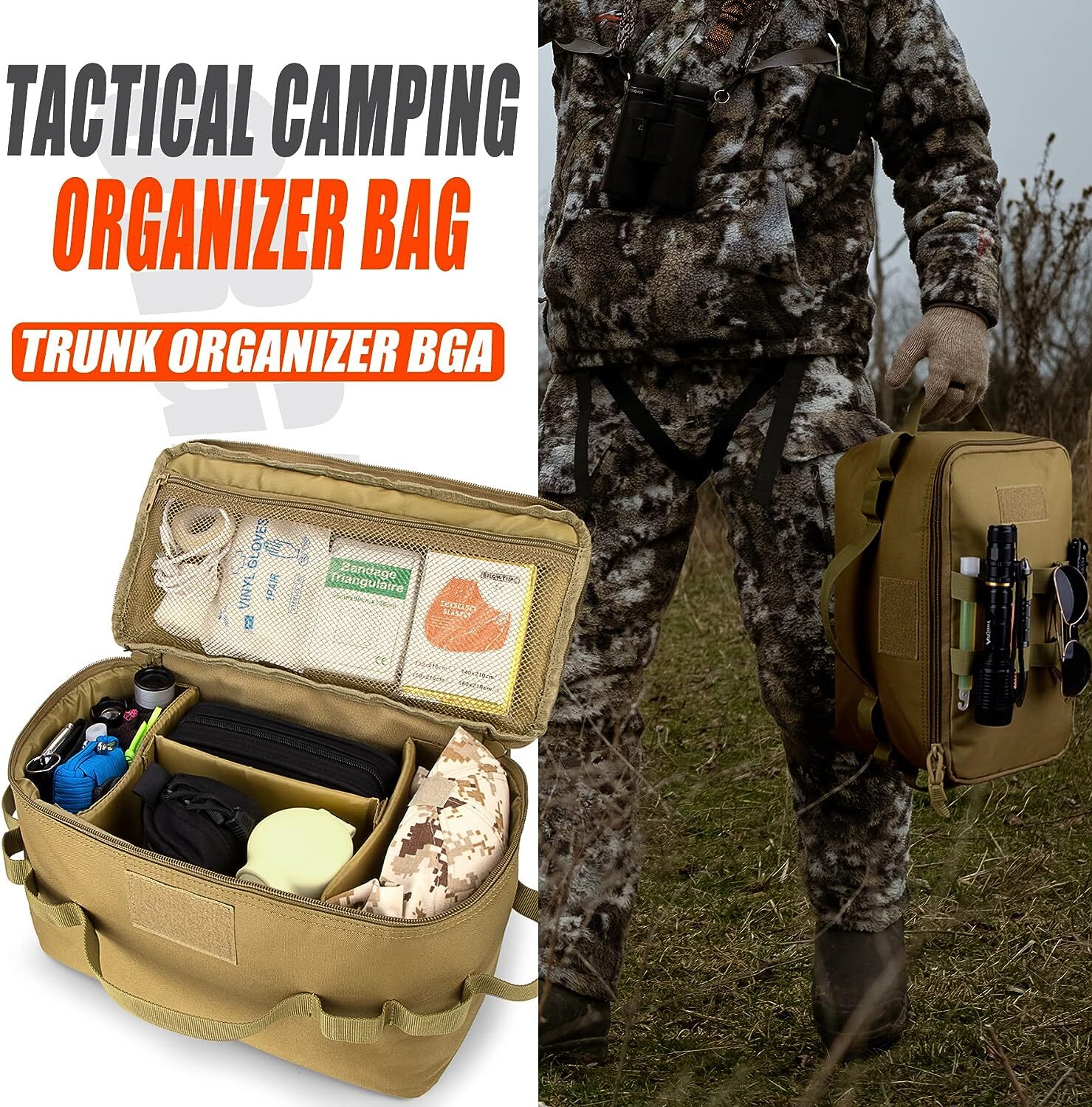 Tactical Camping Storage Bag 11L Outdoor Tote Bag Camping Cookware Organizer Bag