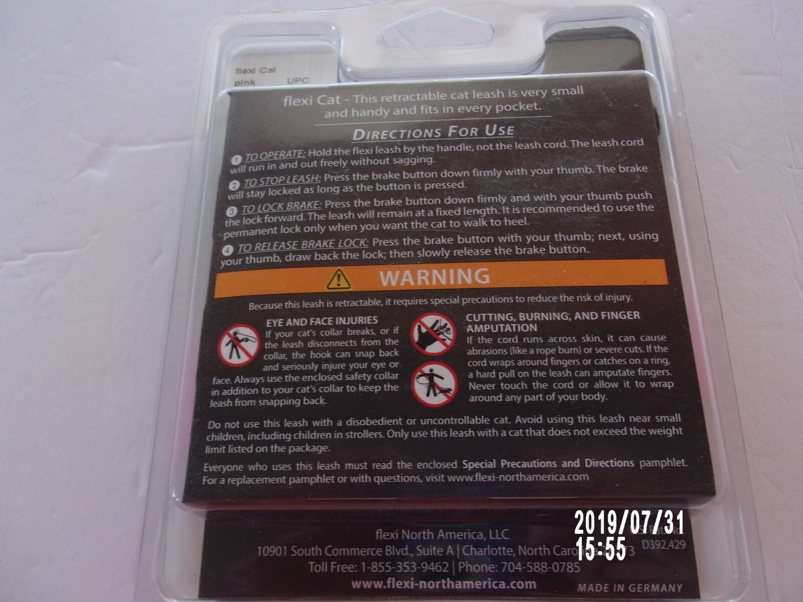 FLEXI Cat Retractable LEASH XS PINK 10 Ft max 18lbs S dog kitten kitty Xsmall