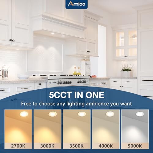 6 Pack 2 Inch 5CCT Ultra-Thin LED Canless Recessed Ceiling Light with