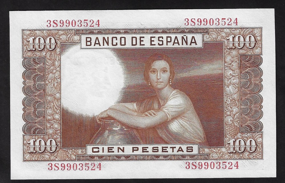 SPAIN 100 PESETAS 1953 P- 145 GEM UNC
