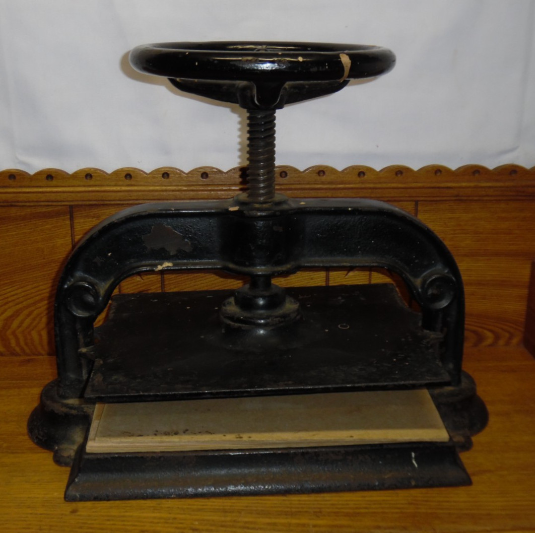 Antique Cast Iron Book Press - 57 lbs - 12 5/8" x 9 3/4" Plate